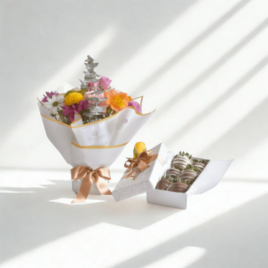 Flores y fresas con chocolate en Bogotá