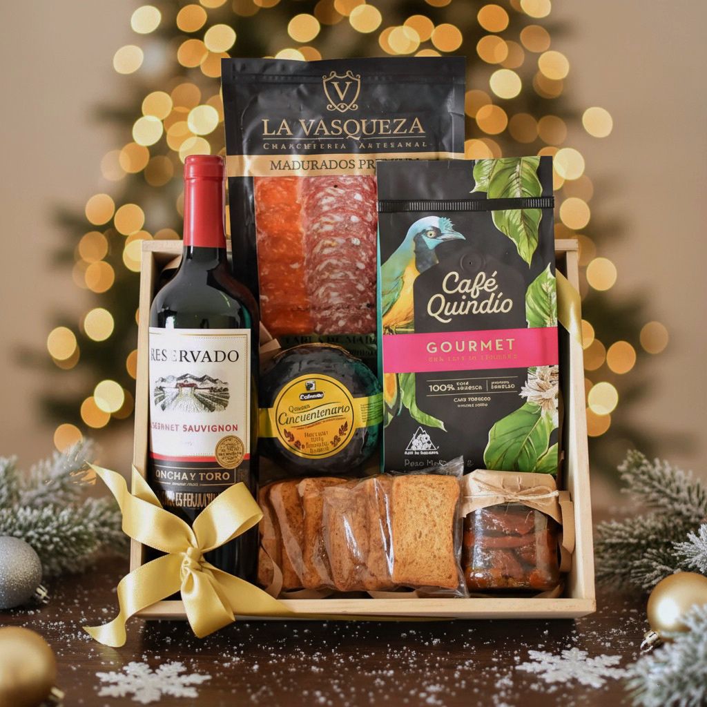 Ancheta navideña con vino, cafe especial, carnes maduradas y quesos