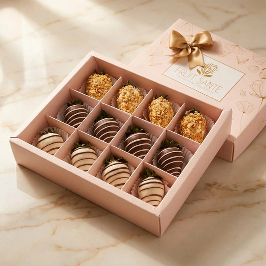 Caja Luxury 12 Fresas con Chocolate Premium — Edición Especial | Fruit Santé