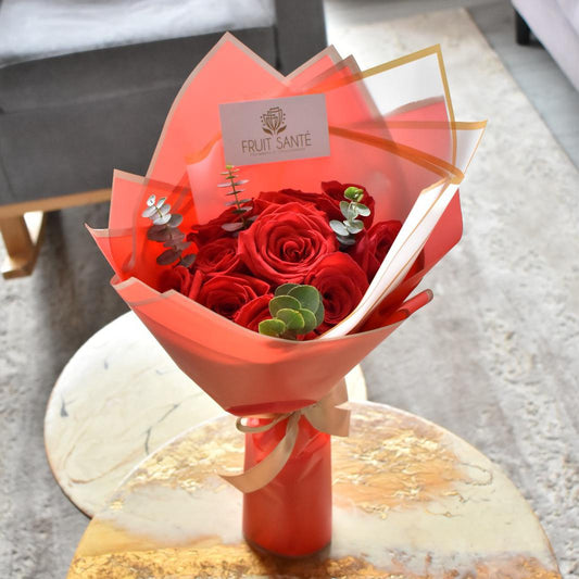 Bouquet de 12 Rosas en papel rojo