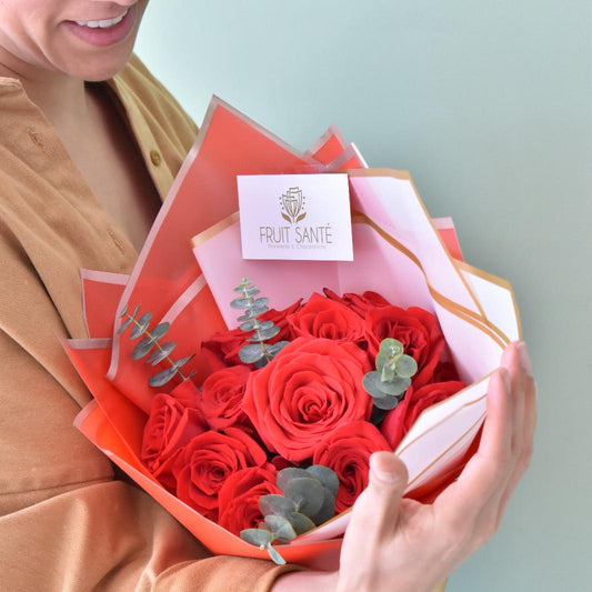 Bouquet de 12 Rosas en papel rojo