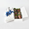 Caja de 6 Fresas premium con chocolate + Rosa Plateada