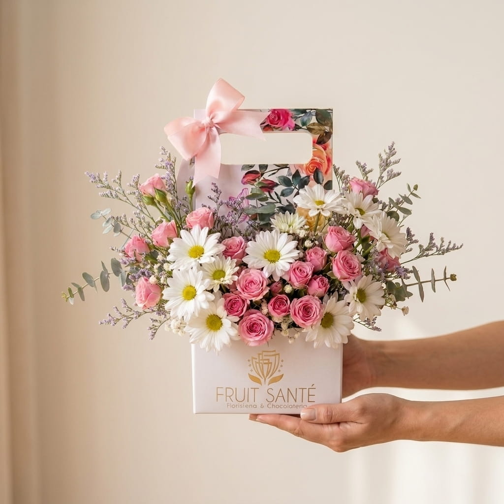 Mano sosteniendo la caja jardinera Jardín Floral para mostrar su tamaño