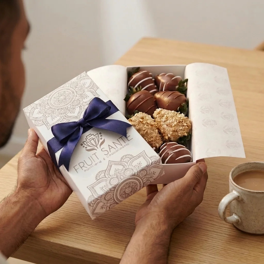 Caja de fresas premium cubiertas con chocolate en bogota, para hombre