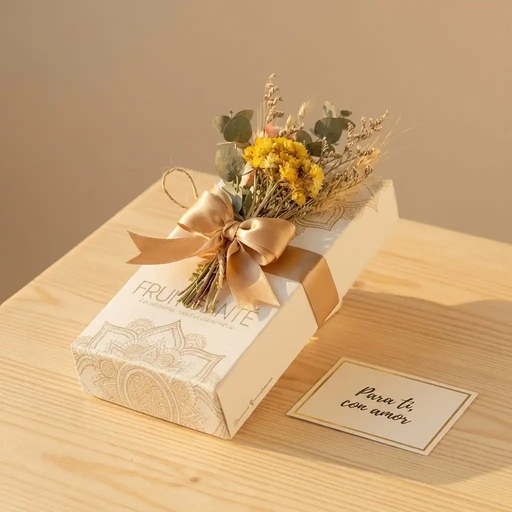Caja de 6 Fresas con Chocolate y Miniramillete de Flores Secas | Regalo Elegante en Bogotá
