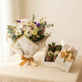 Duo Florencia:  Bouquet Premium + Caja de 6 Fresas con Chocolate + Rosa | Fruit Santé