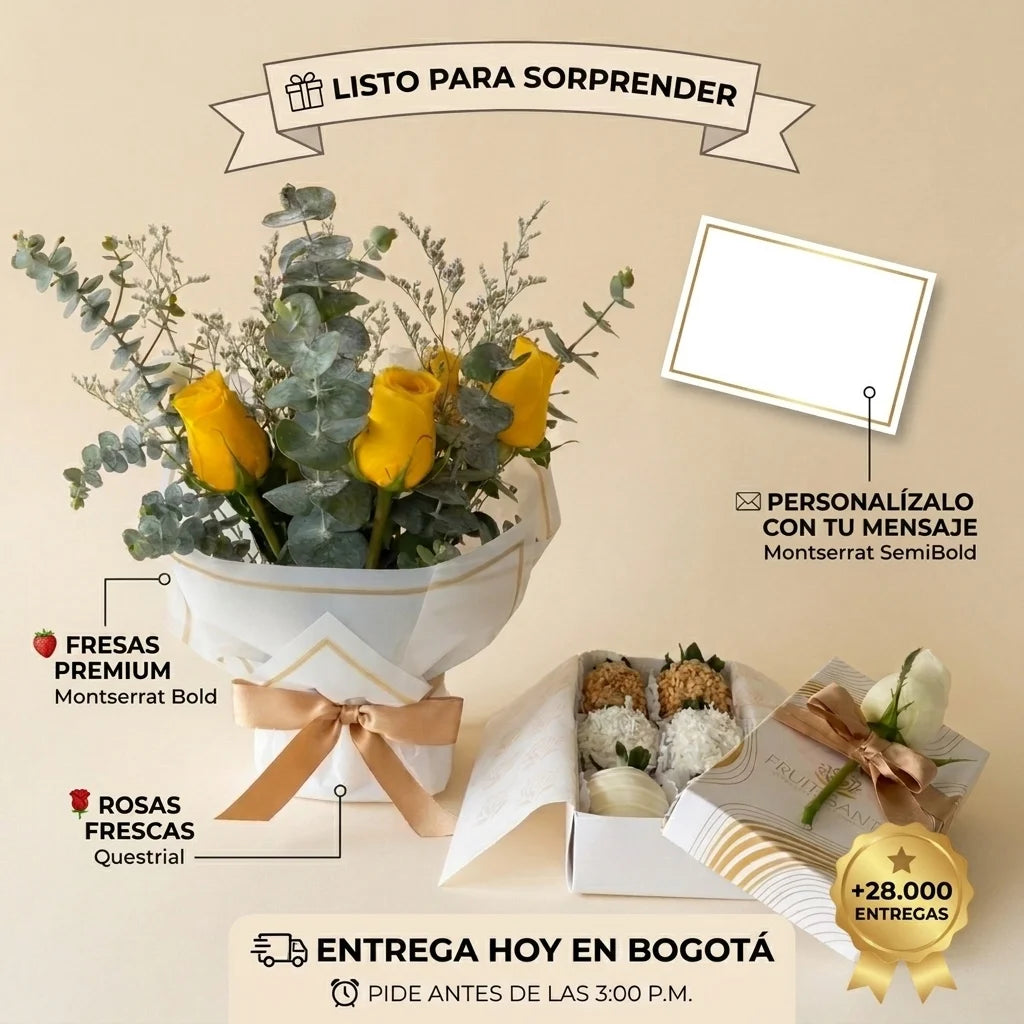 Sol de Gratitud: Rosas Amarillas & Fresas con Chocolate – Duo Florencia premium