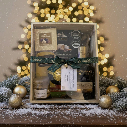 Ancheta navideña premium gourmet con whisky en bogotá