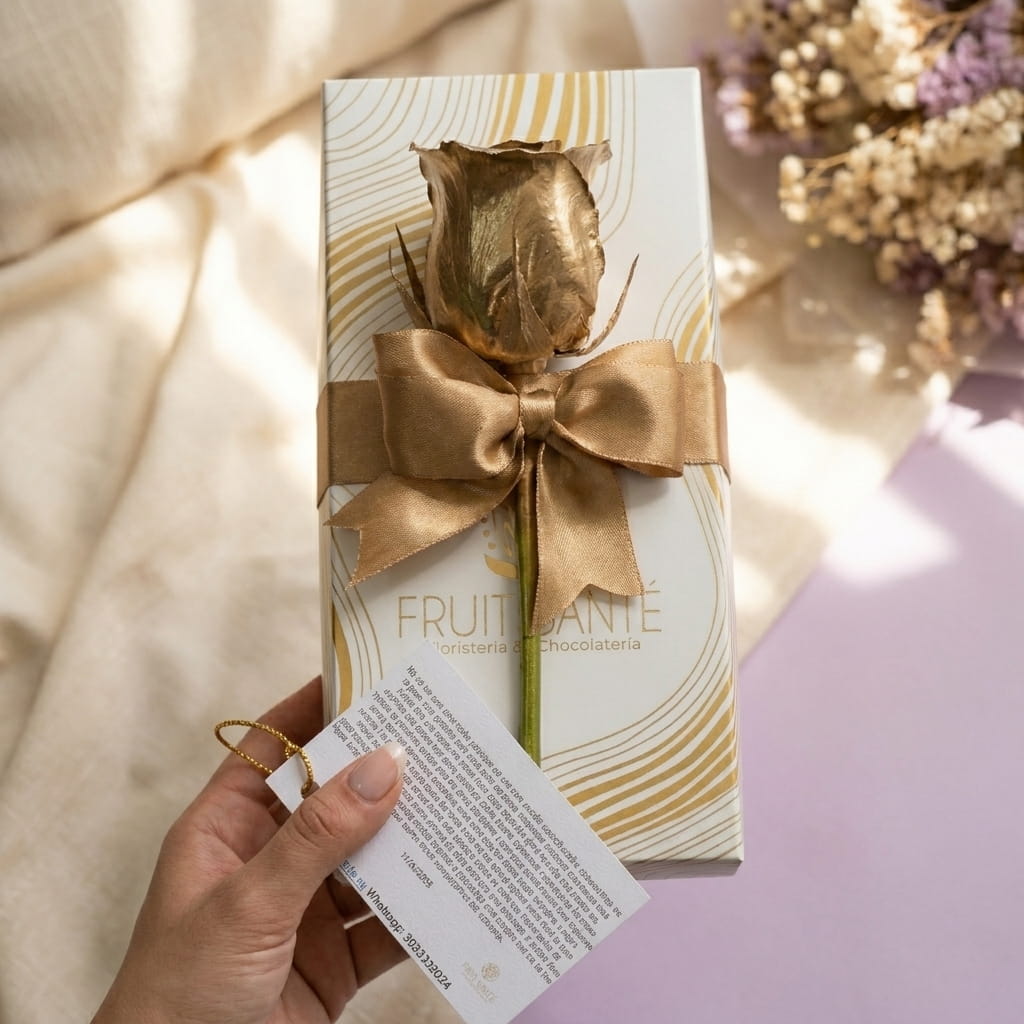 Caja de 6 Fresas premium con Chocolate y Rosa Dorada: El Regalo Perfecto para Sorprender 🌹🍓