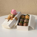 Caja de 6 Fresas con Chocolate y Rosa Rosada | Regalo Premium en Bogotá