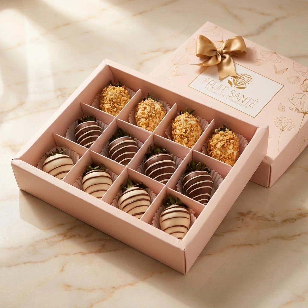 Caja Luxury 12 Fresas con Chocolate Premium — Edición Especial | Fruit Santé
