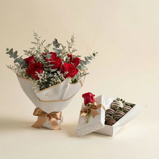 Bouquet de rosas rosas y fresas con chocolate a domicilio en Bogotá