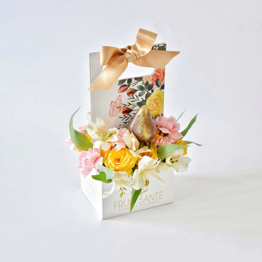 🌸Jardin Floral (Flores de temporada)Arreglo de flores + Fresas con chocolate💛🍓