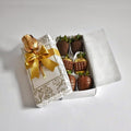 Caja de 6 Fresas premium con galleta oreo y oro comestible + Rosa Dorada