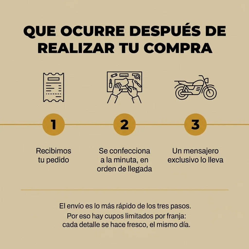 Qué pasa después de comprar en Fruit Santé: confirmación por WhatsApp, preparación a la minuta, empaque y entrega por mensajero exclusivo