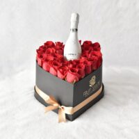 Caja Corazón de 30 Rosas + Vino Espumoso JP Chenet 350ml